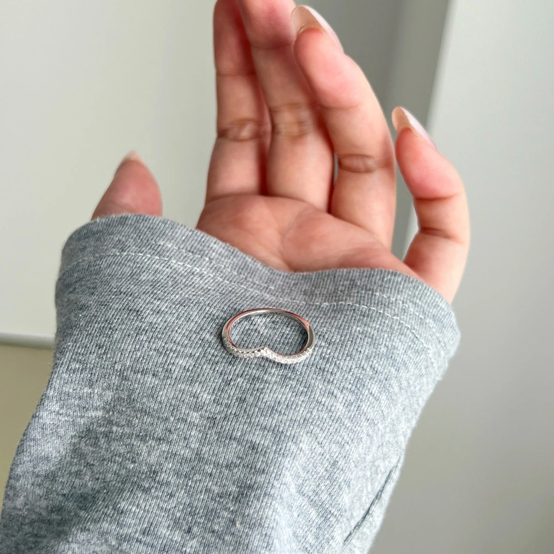 925银合成锆石戒指 通体925纯银戒指时尚百搭叠戴银色简约