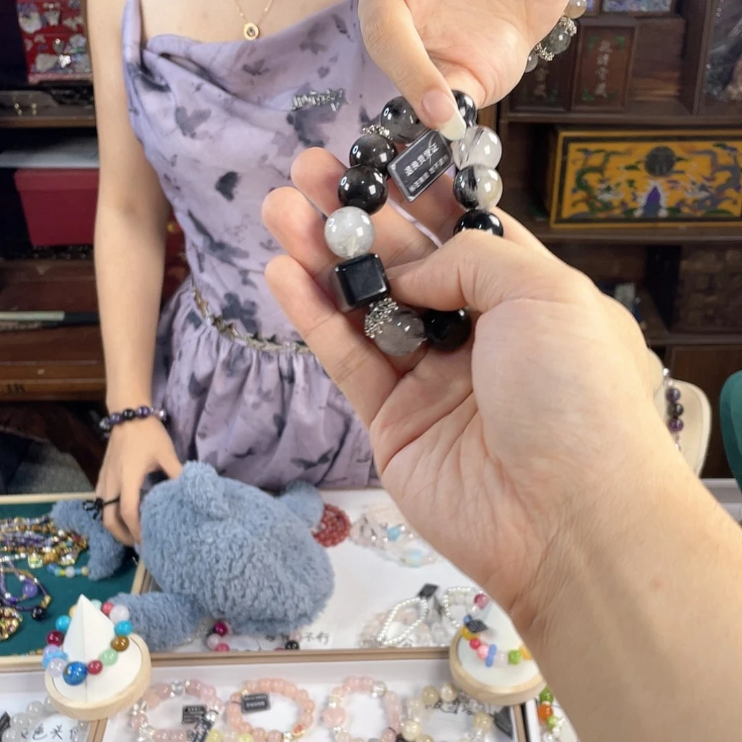 水晶手链银S925镀金镶嵌