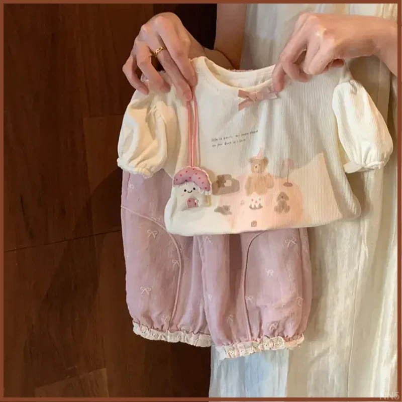 2025两件套可爱宝宝短袖小童女新款夏装洋气套装防蚊裤女童