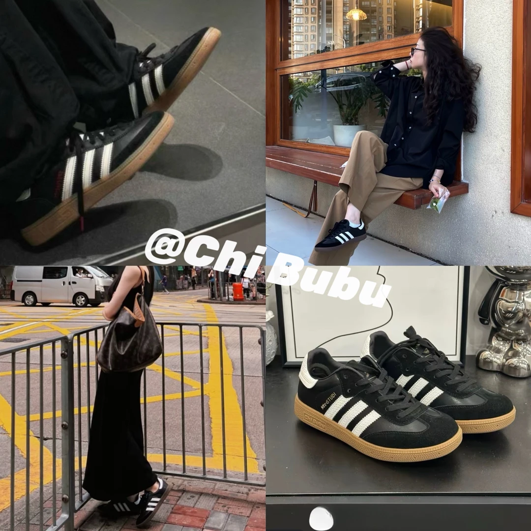 【CHIBUBU】博主德训 | 高级感复古风纯色拼接百搭真皮德训板鞋