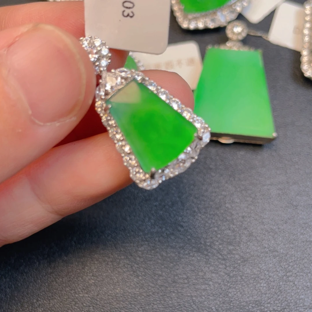 翡翠银S925镶嵌吊坠(不含链)