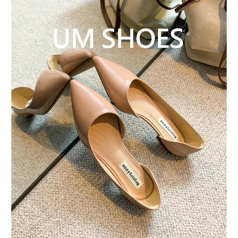 2025新款上新侧空裸色单鞋女透气不闷脚日常通勤女鞋平底尖头