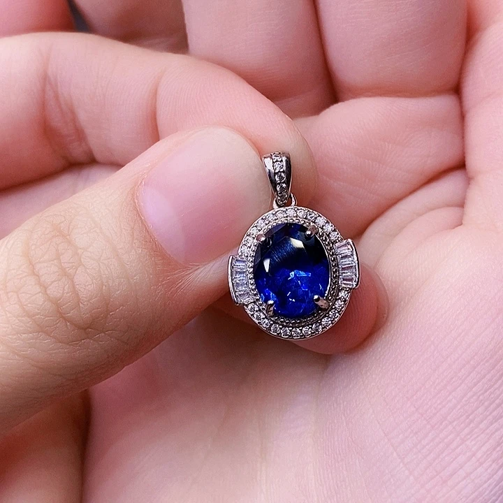 吊坠(赠链)蓝宝石银S925镶嵌
