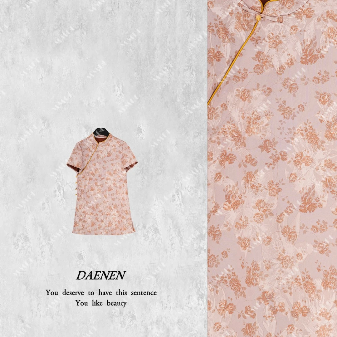 【绯花】夏季新款显瘦紫蝶撞色改良旗袍立领斜襟盘扣短上衣LY-G8225