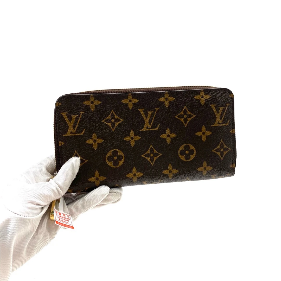 95新 LouisVuitton/路易威登 棕老花zippy窄版拉链钱包 尺寸20/10