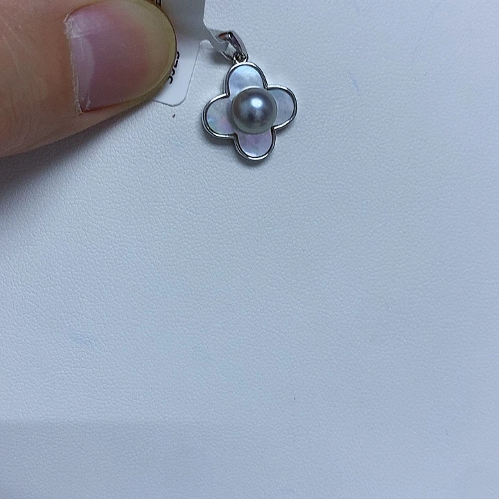 海水珍珠银S925镶嵌吊坠(不含链)7-8