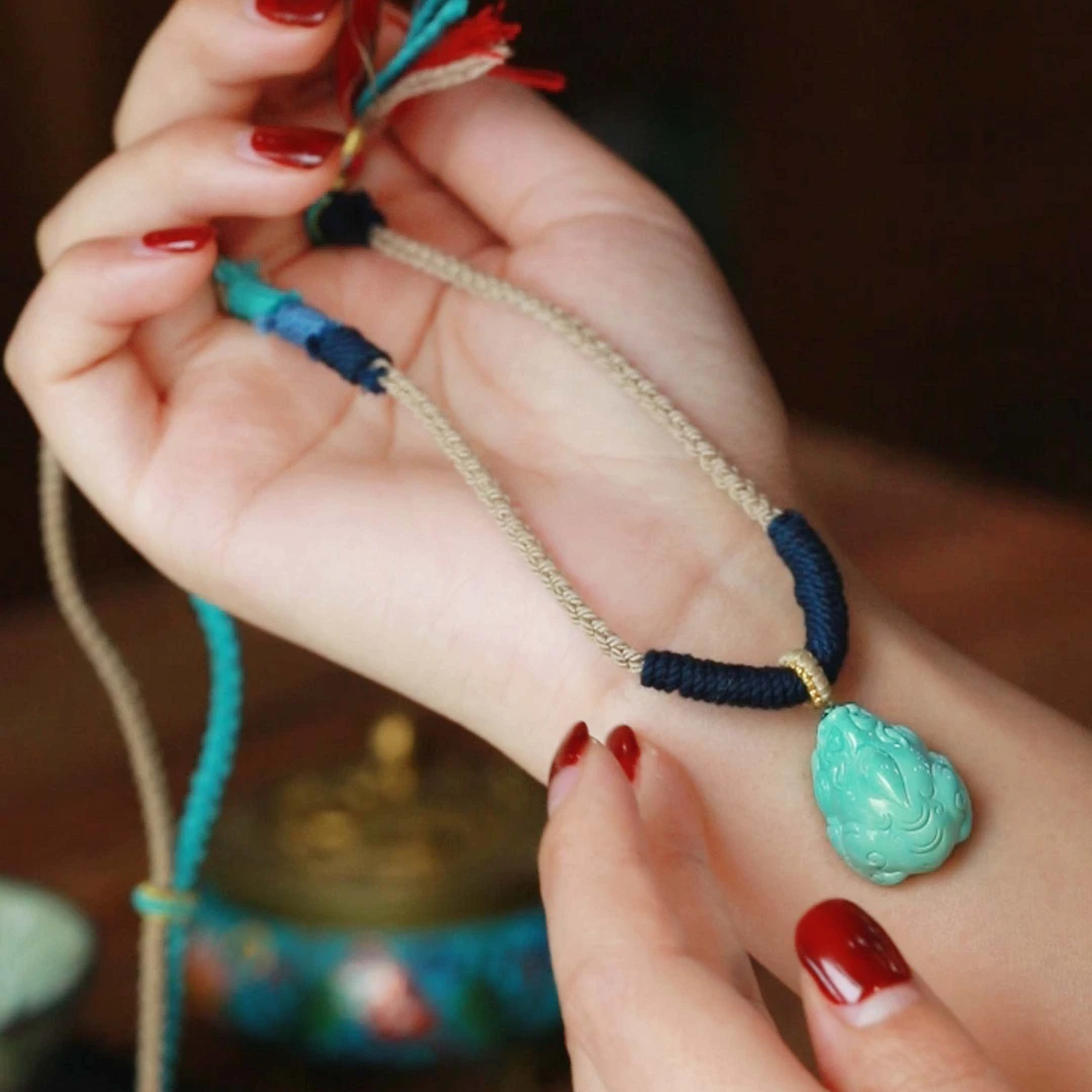 霖泽|绿松石貔貅项链复古国风时尚潮流气质百搭2025021203