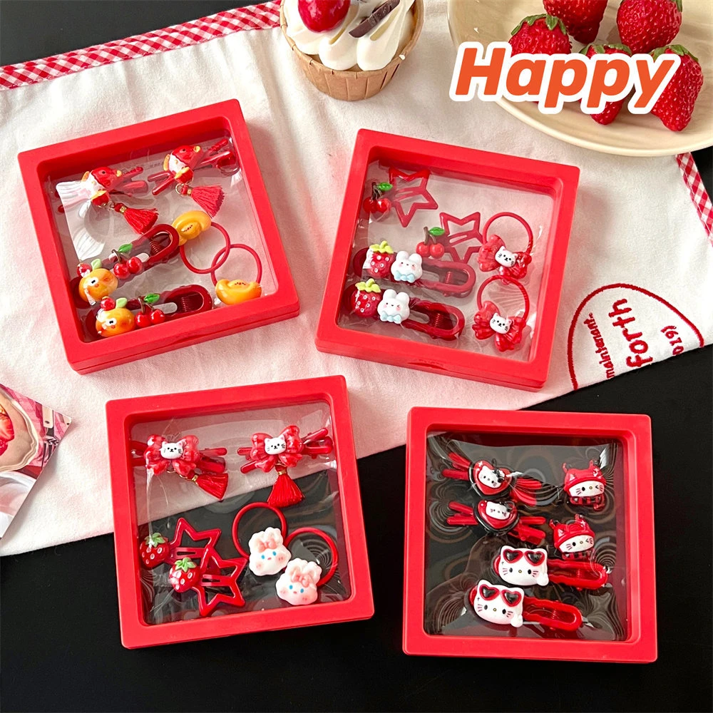 新年红色系可爱卡通发饰年味刘海夹边夹儿童碎发夹不伤发头饰