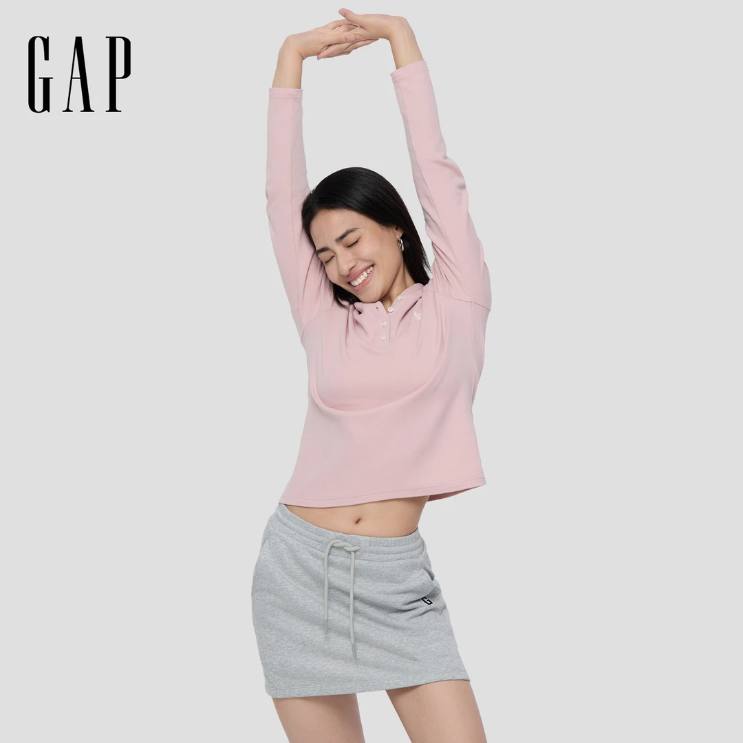 【成毅代言】Gap女装2025秋季新款Logo亨利领连帽休闲上衣792720