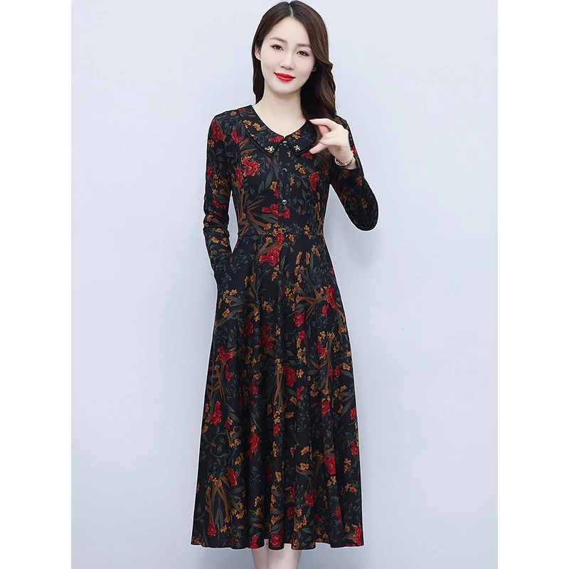 哥弟阿玛施正品中年妈妈秋季连衣裙2025新款女春秋装高端洋气40岁