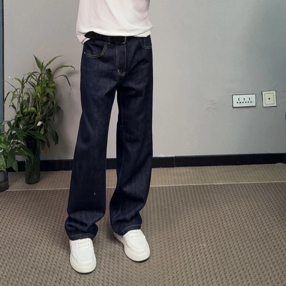 秋冬新款经典复古牛仔简约休闲百搭潮牌男装无弹直筒加绒牛仔裤男