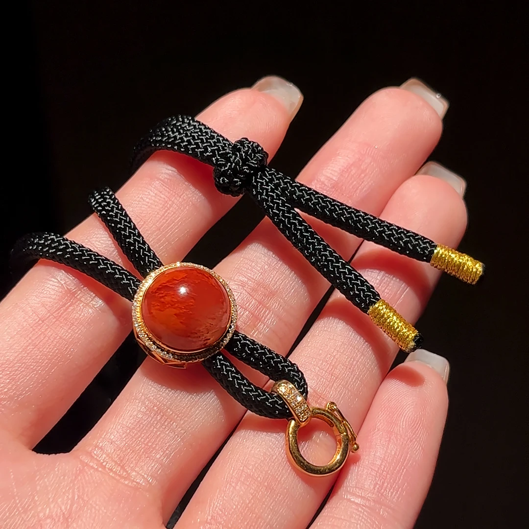 EMPRESS【蛋面红缀-红点超吸睛质感绝了11mm+南红蛋面黑绳万能链】