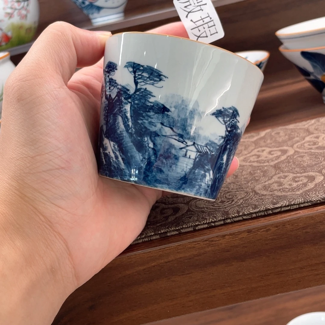 釉下手绘茶具微瑕