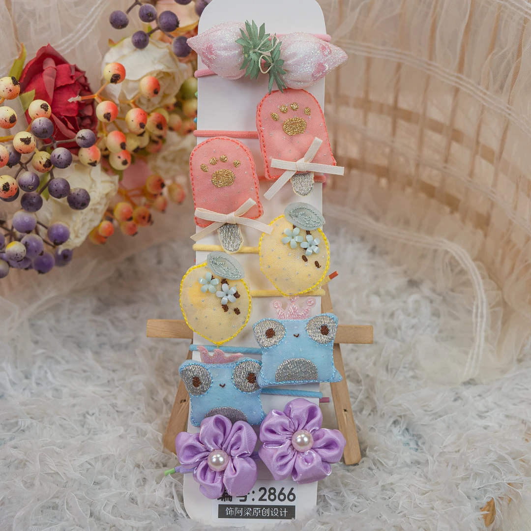 饰阿梁2866 皮筋组合草莓芒果雪糕青蛙花朵头饰儿童小女孩发饰