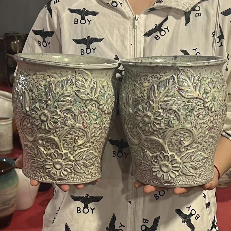 003高端宜兴紫砂粗陶花盆清仓多肉花盆陶瓷花盆陶瓷高度20口径18