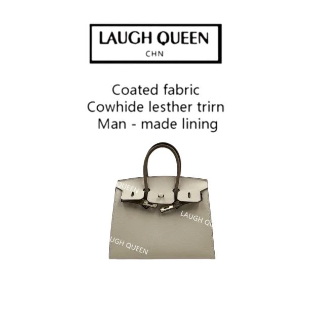 Laugh Queen手工打造真皮女士新款10591掌双手提 灰白色25cm