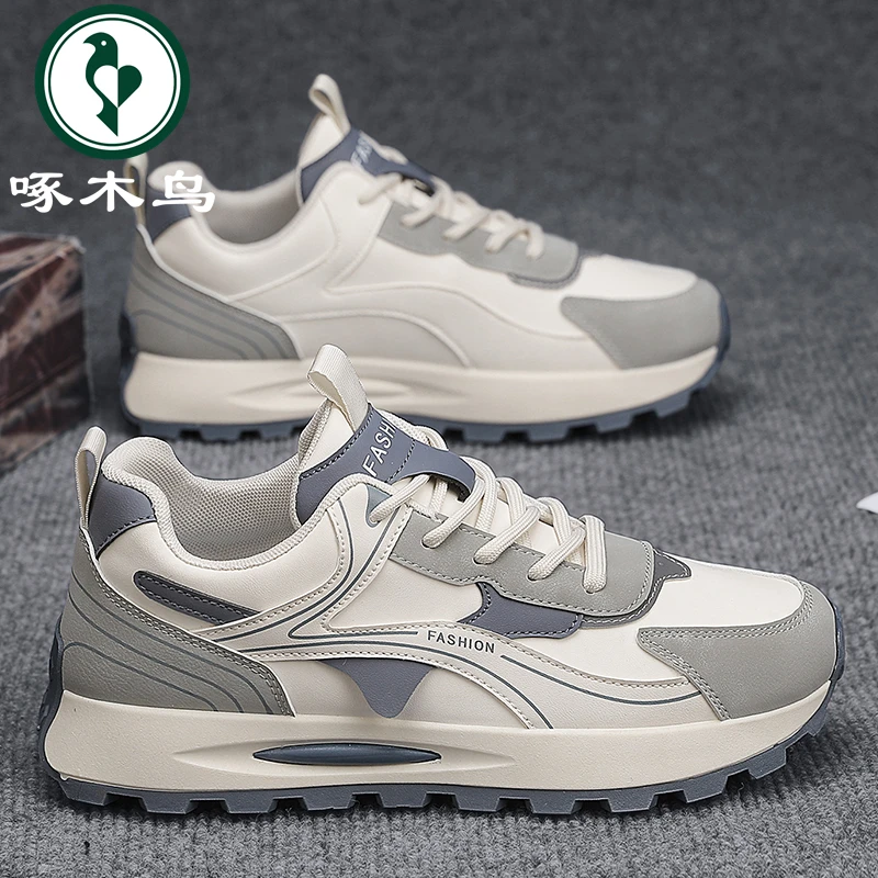 啄木鸟男鞋新款透气爆款原创休闲板鞋男款百搭软底耐磨跑步运动鞋