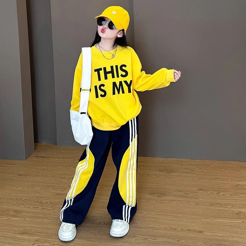 女童套装春秋款2025新款小女孩洋气春季卫衣两件套女大童时尚春装