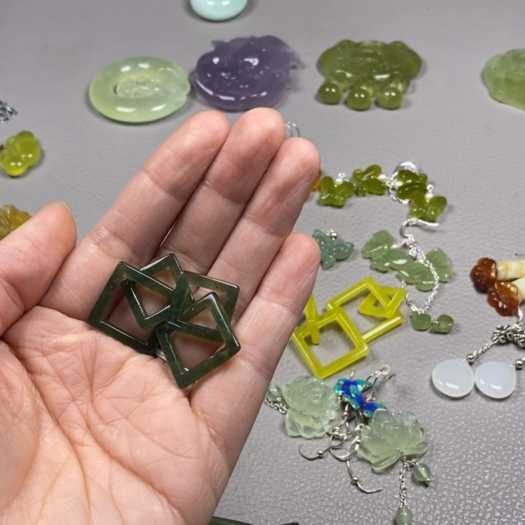 蛇纹石玉未镶嵌挂件耳饰耳环项链