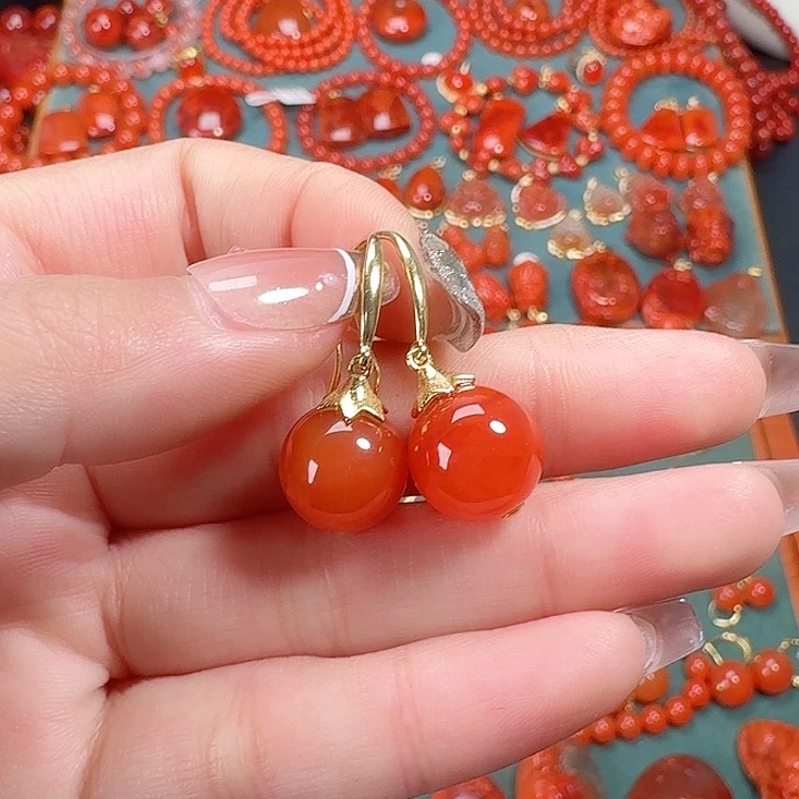 南红玛瑙银S925镶嵌12+