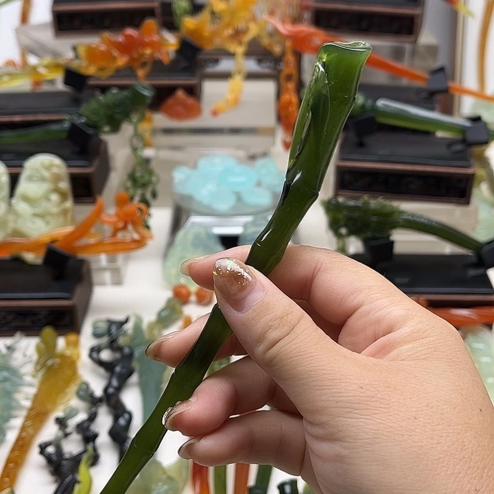 蛇纹石玉岫玉发簪未镶嵌