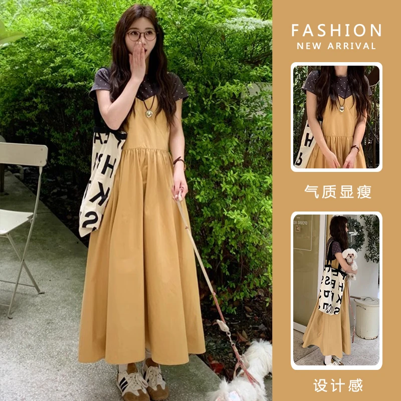 「圈圈优选」2025新款夏季气质孕妇吊带连衣裙减龄复古波点短袖休闲