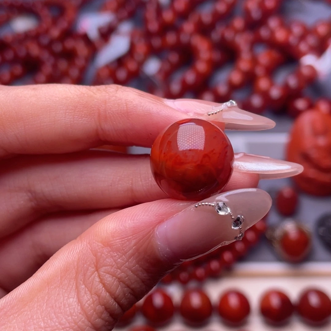 南红玛瑙未镶嵌其他15.5mm精品瓦西火焰纹圆珠