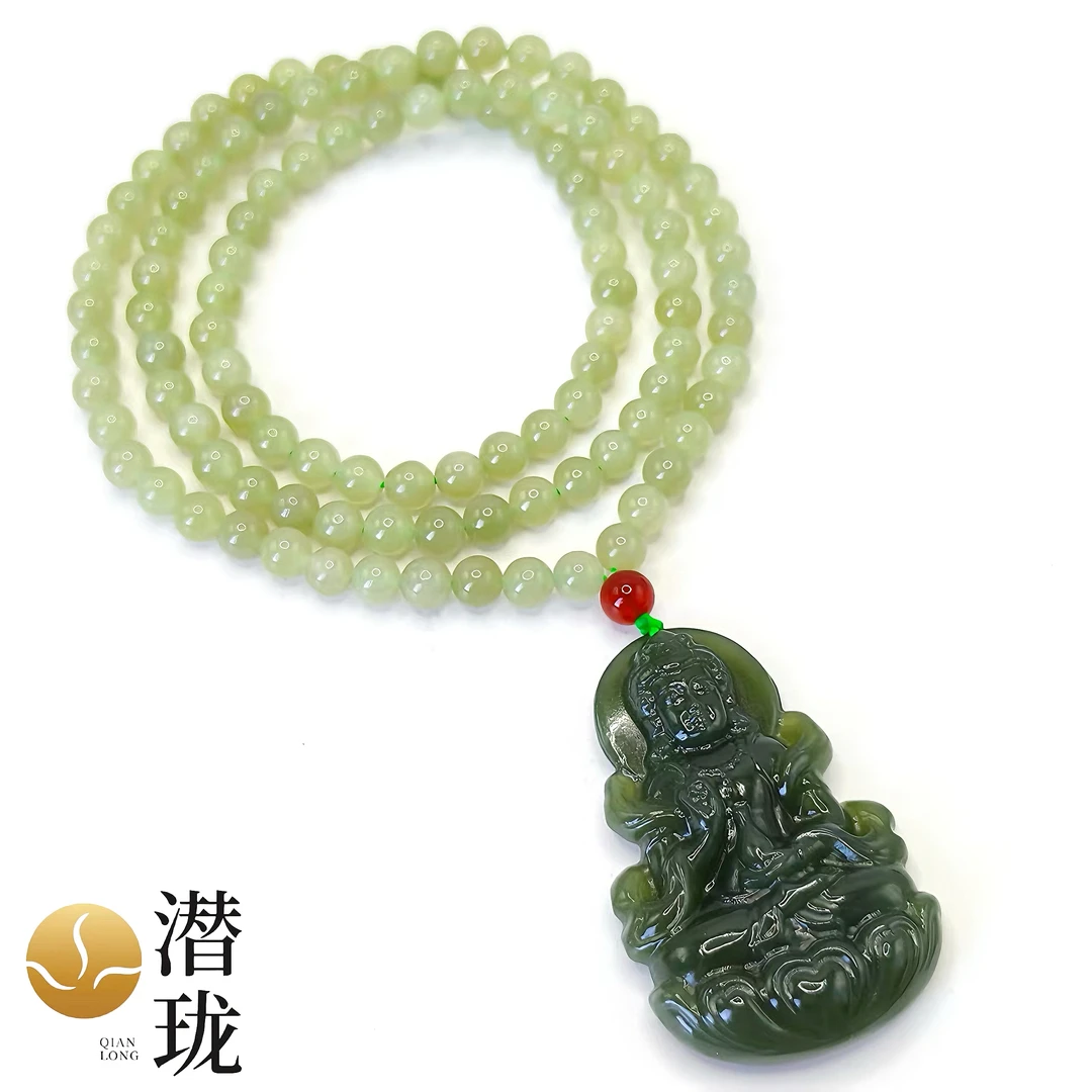 【潜珑】WX-2037和田玉天然观音50*30带链吊坠多样性拍一发一