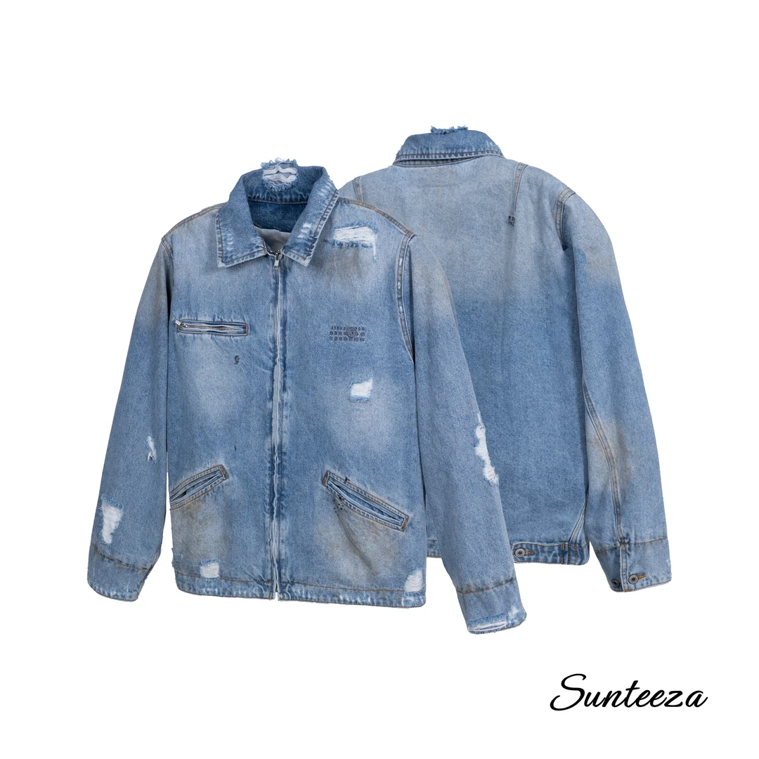 【SUNTEEZA】马拉家25FW重工做旧破坏水洗糜烂水洗男女牛仔衣外套