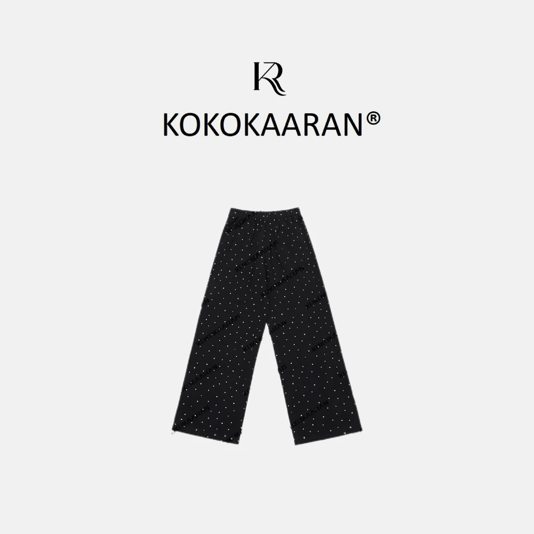 kokokaaran/可可咔伦 25新款韩系波点百搭休闲气质直筒裤SH250215