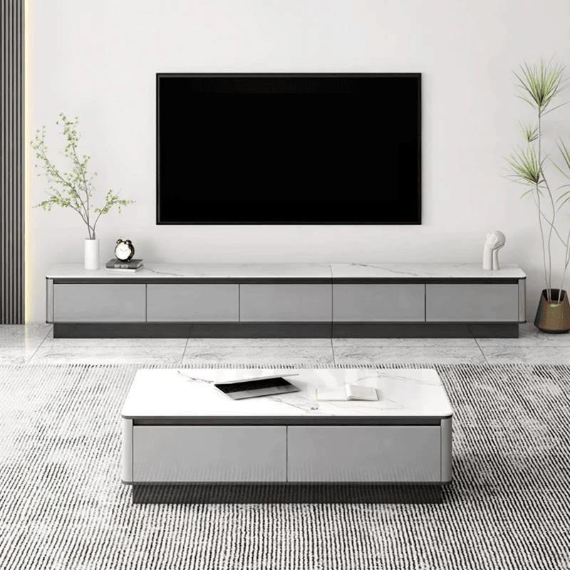 全实木落地式茶几电视机柜组合岩板客厅家用2025新款高级感小户型