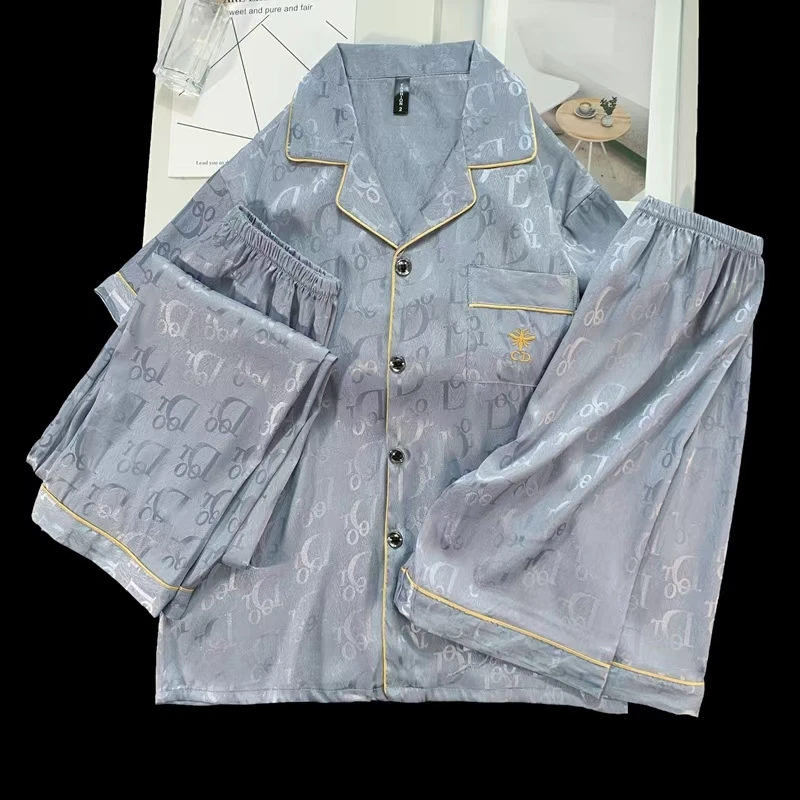 【男款/短袖三件套】冰雪丝睡衣男夏季薄款套装2025年新款家居服