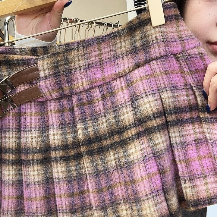tgp格子毛呢裙m码