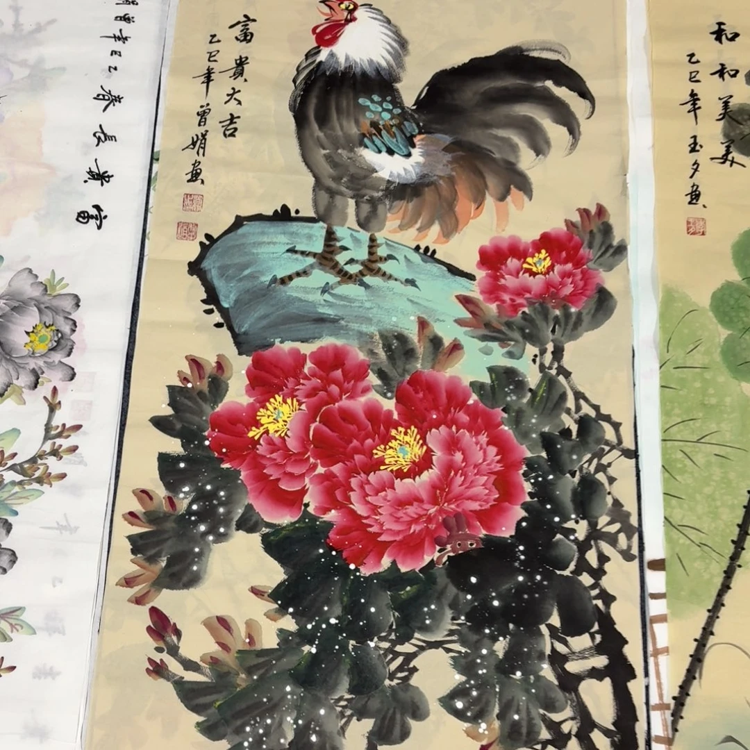 国画100×50手绘画画画