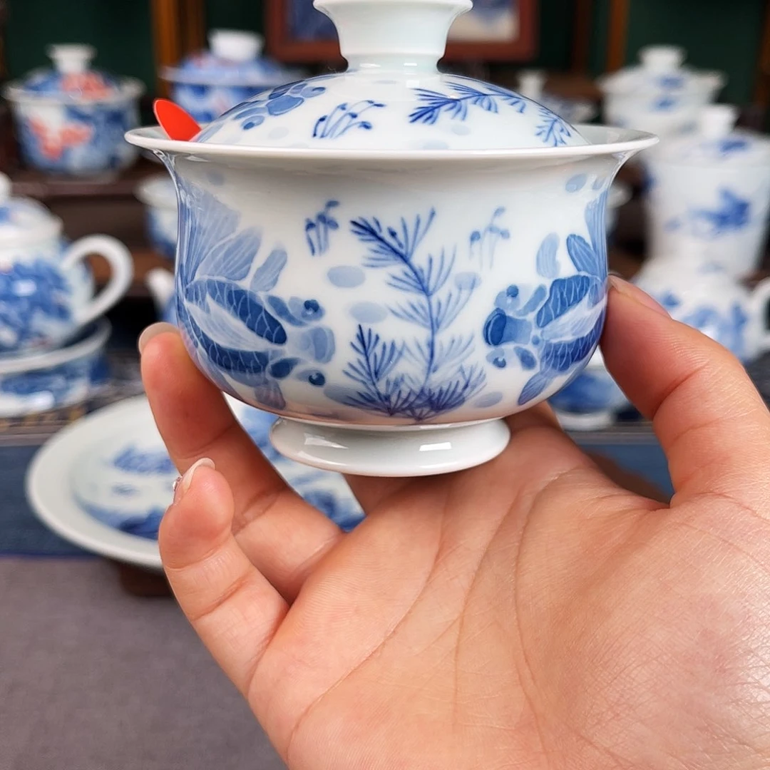 杯子汾水金鱼盖碗150cc 瑕 不退不换