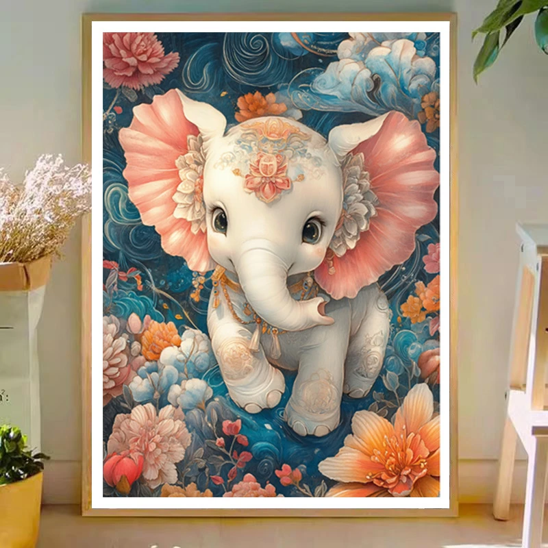 已买版权手绘图家中现吉象人旺财也旺十字绣2025新款手工自绣吉象