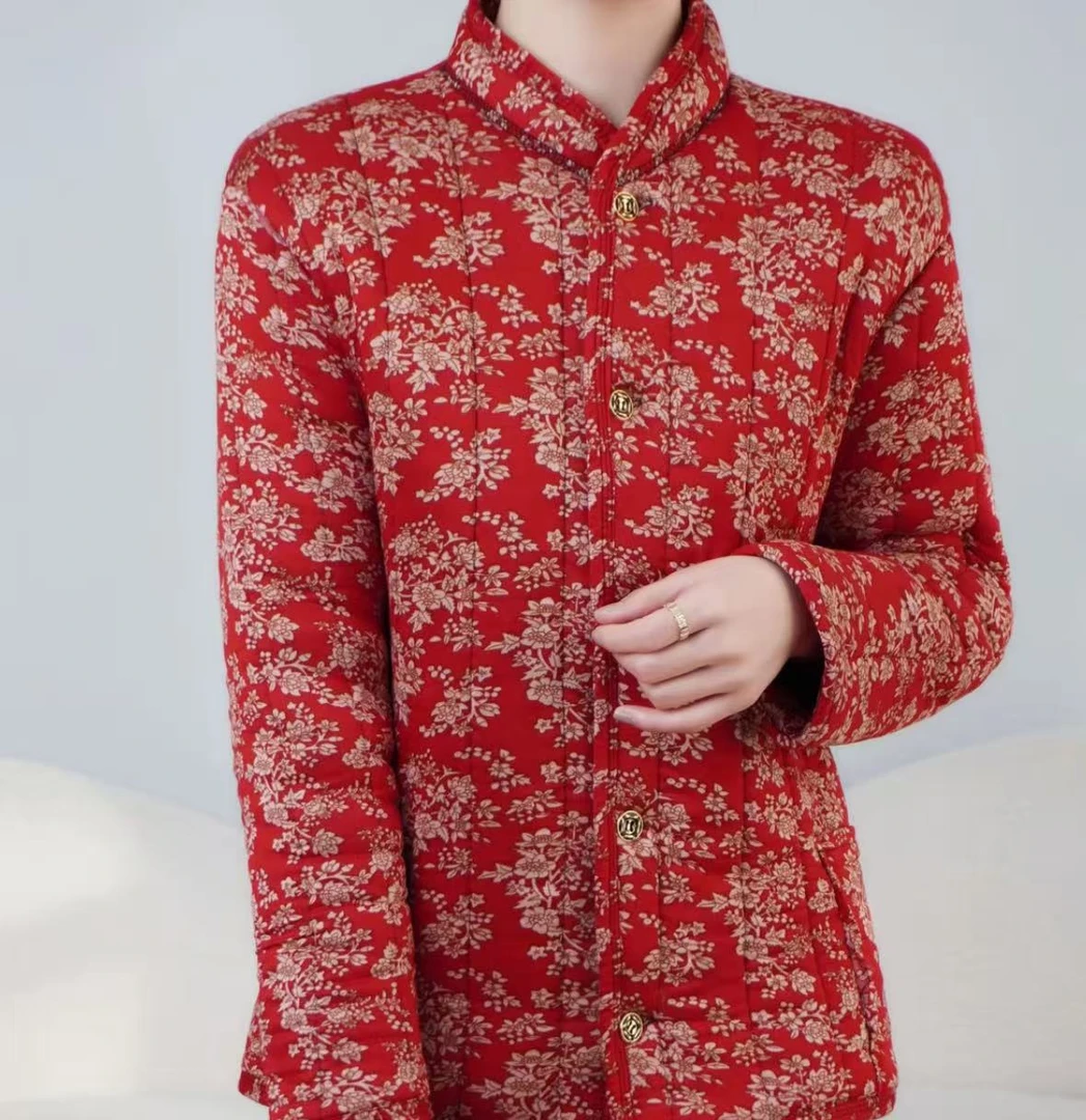中式碎花中老年棉衣中老年棉服-A73