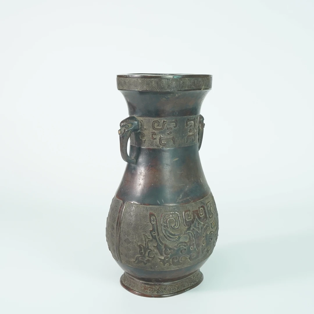 LLSGY251229005【十竹斋】明代饕餮纹螭龙耳尊