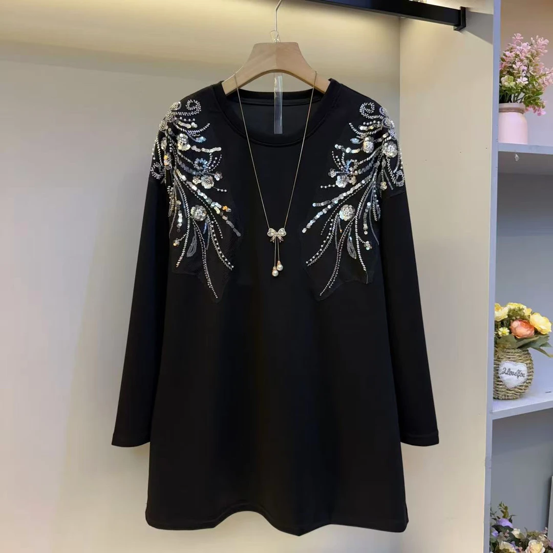 2025年早秋新款遮肉显瘦气质百搭时尚高品质重工女人衫