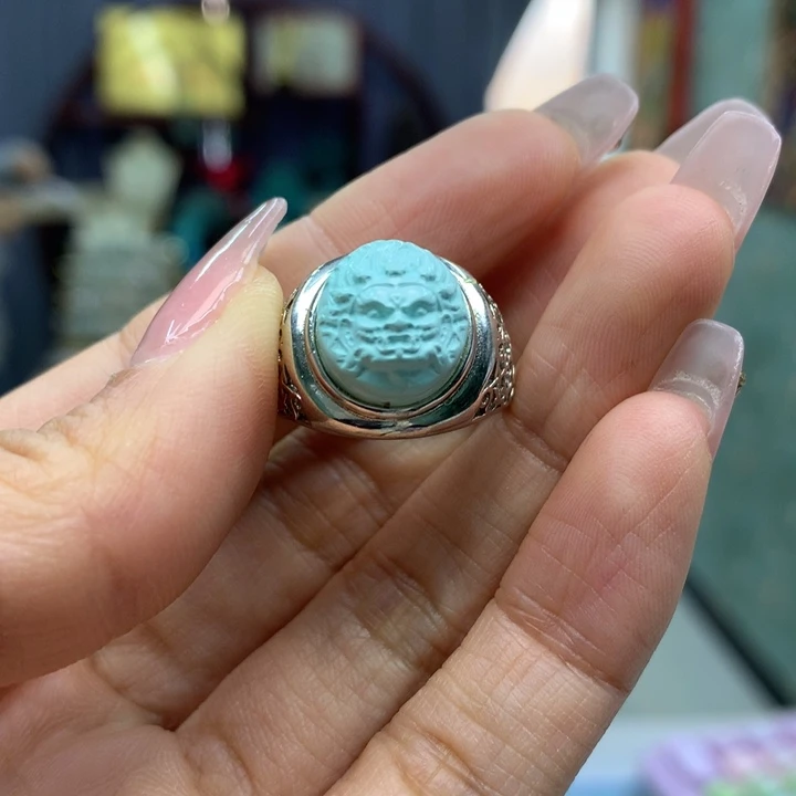 绿松石银S925镶嵌戒指