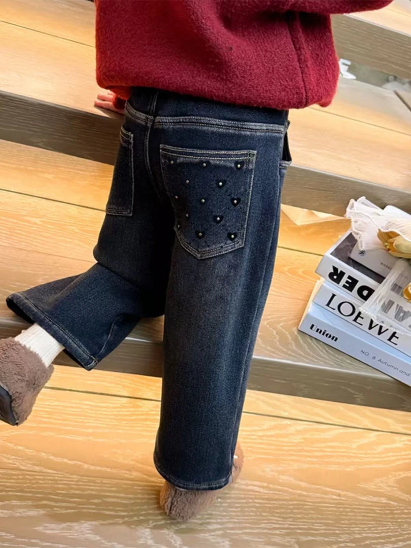 NZK-8370 高品质中性加绒 休闲冬季牛仔裤 洋气 百搭牛仔裤