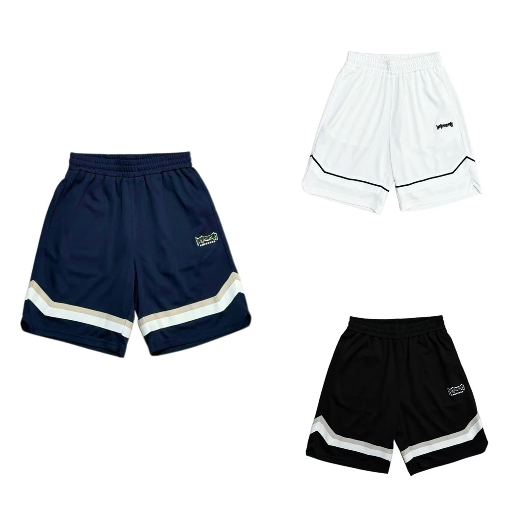 [NW]黑蓝两色拼接抽绳款网眼运动篮球夏季儿童速干短裤(夏日炎炎)