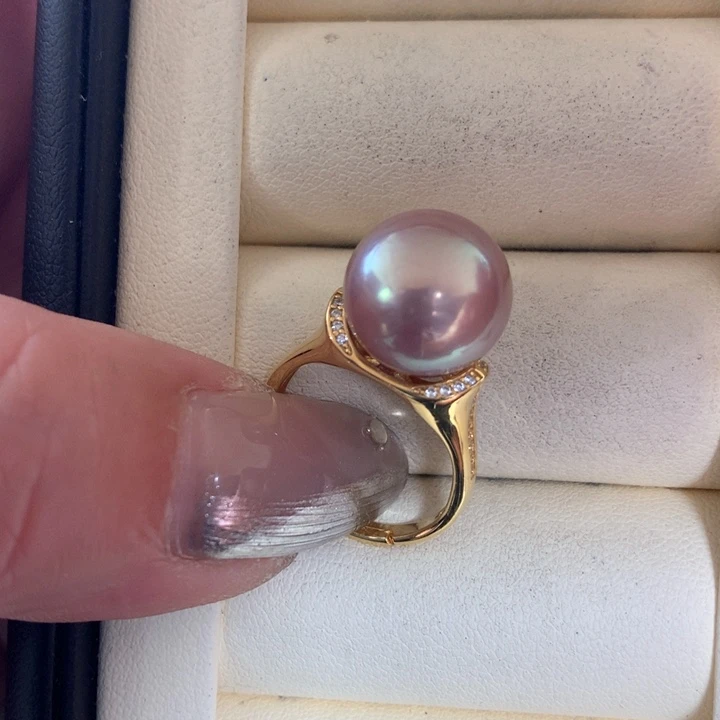 银S925镶嵌戒指淡水珍珠