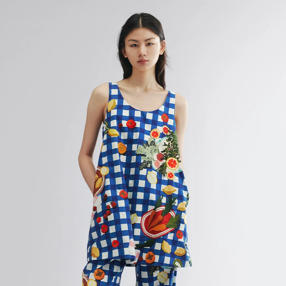 UOOYAA/乌丫2025秋「爱与食物」野餐场景背心连衣裙UY25313L134177