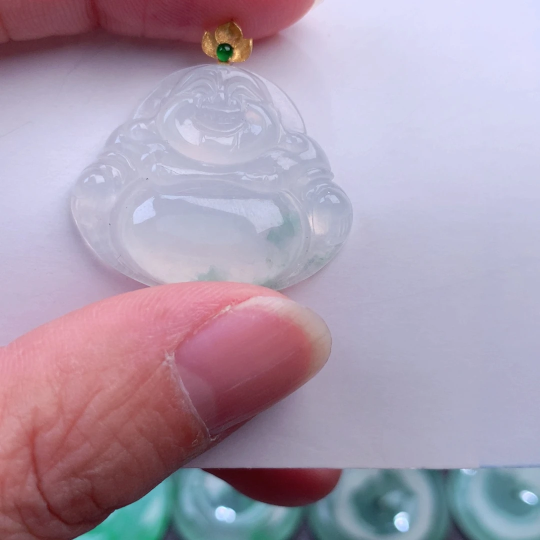 翡翠吊坠(不含链)18K金镶嵌