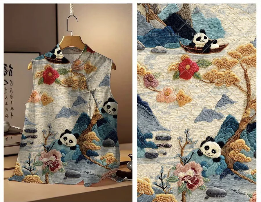 天丝棉绸1.6门幅.熊猫.春夏连衣裙旗袍床单被罩面