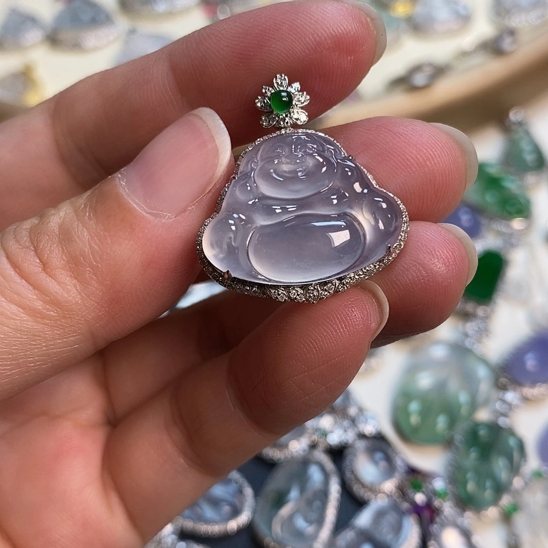 翡翠18K金镶嵌吊坠(不含链)佛公