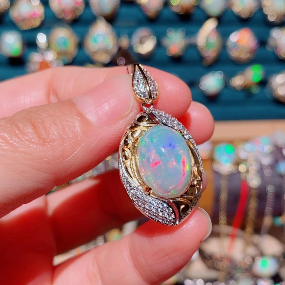 欧泊银S925镶嵌吊坠