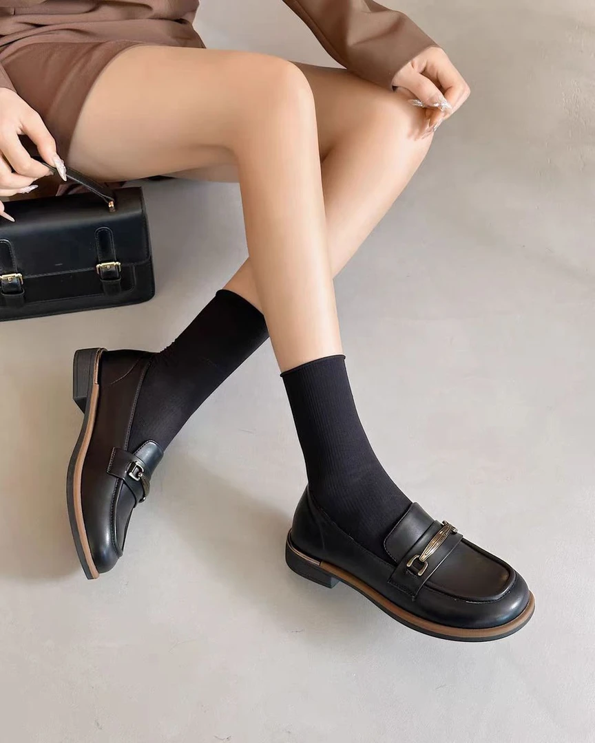 复古一脚蹬乐福鞋女新款英伦风小皮鞋显脚小轻便百搭单鞋g9901