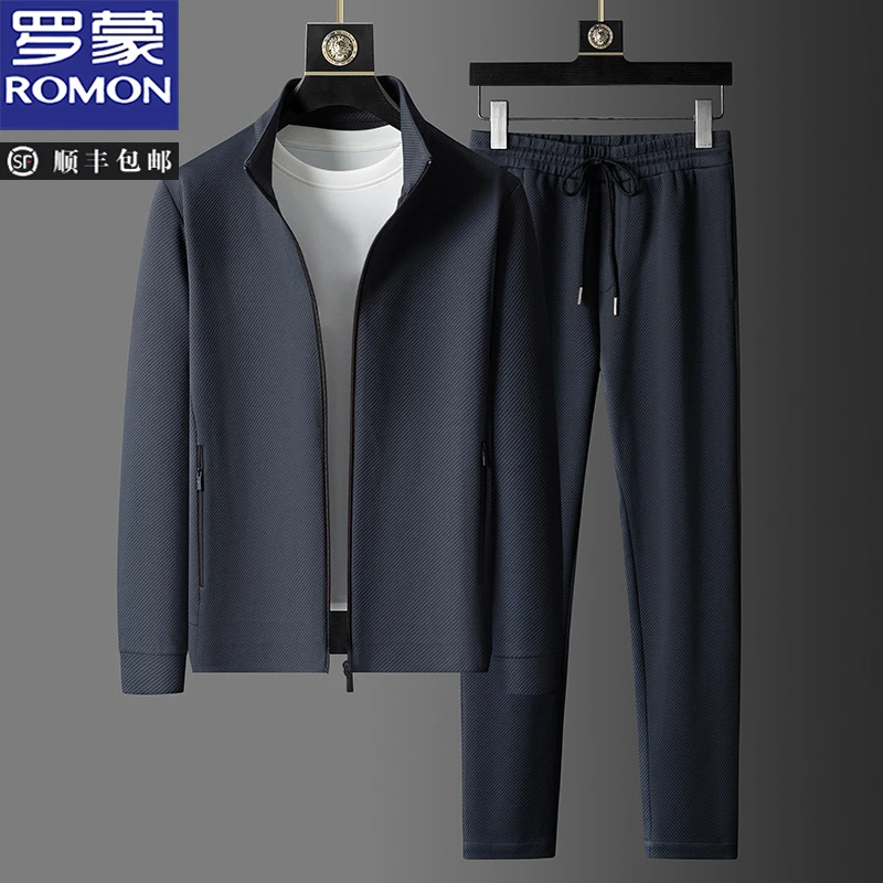 罗蒙春秋季男士运动套装时尚宽松休闲中青年薄款夹克百搭两件套潮